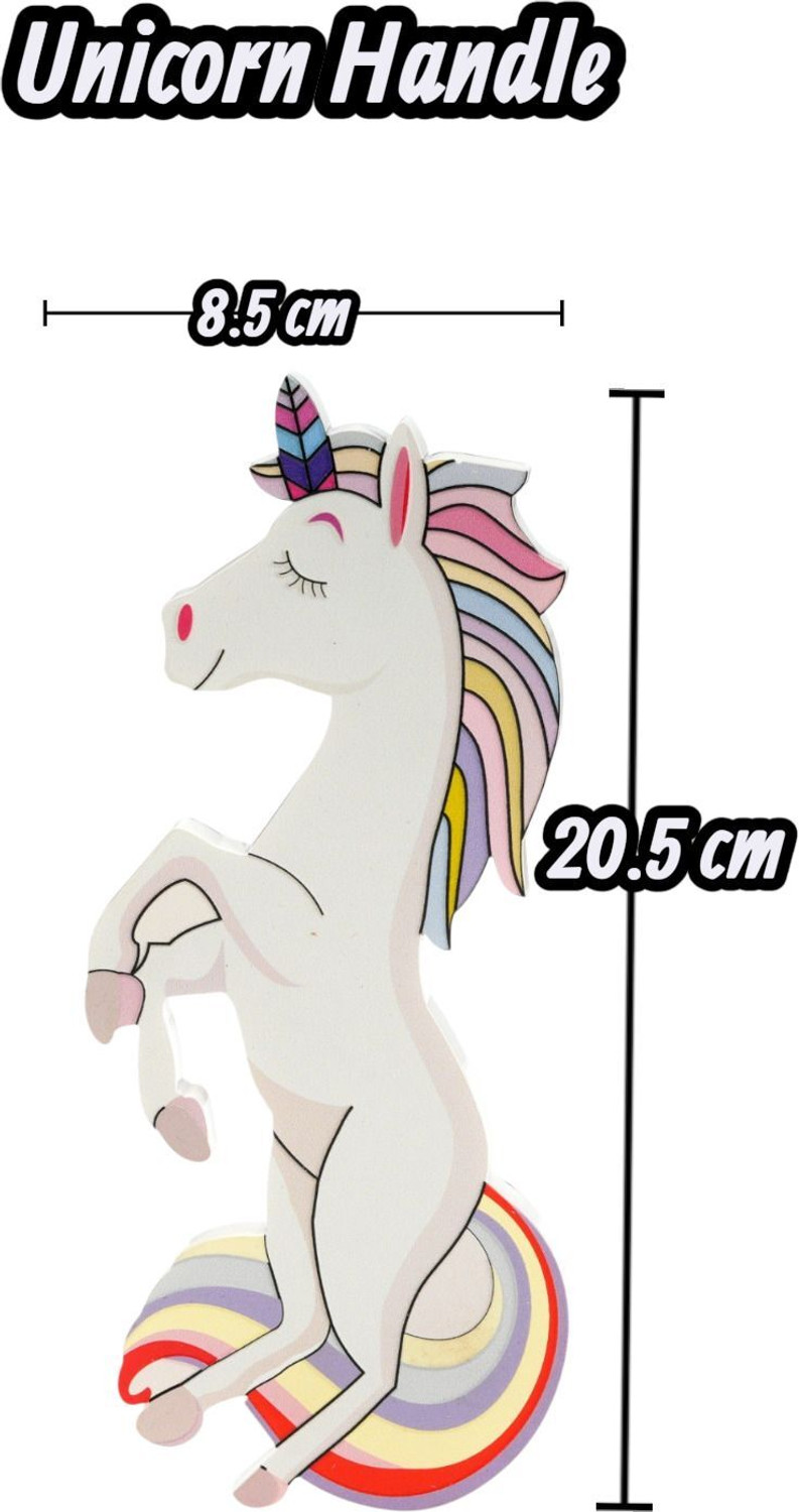 Image of Enarc Unicorn Design Door Handle Set of 1 (2pcs) Durable Made Of Acrylic For kids room Polypropylene Door Handle