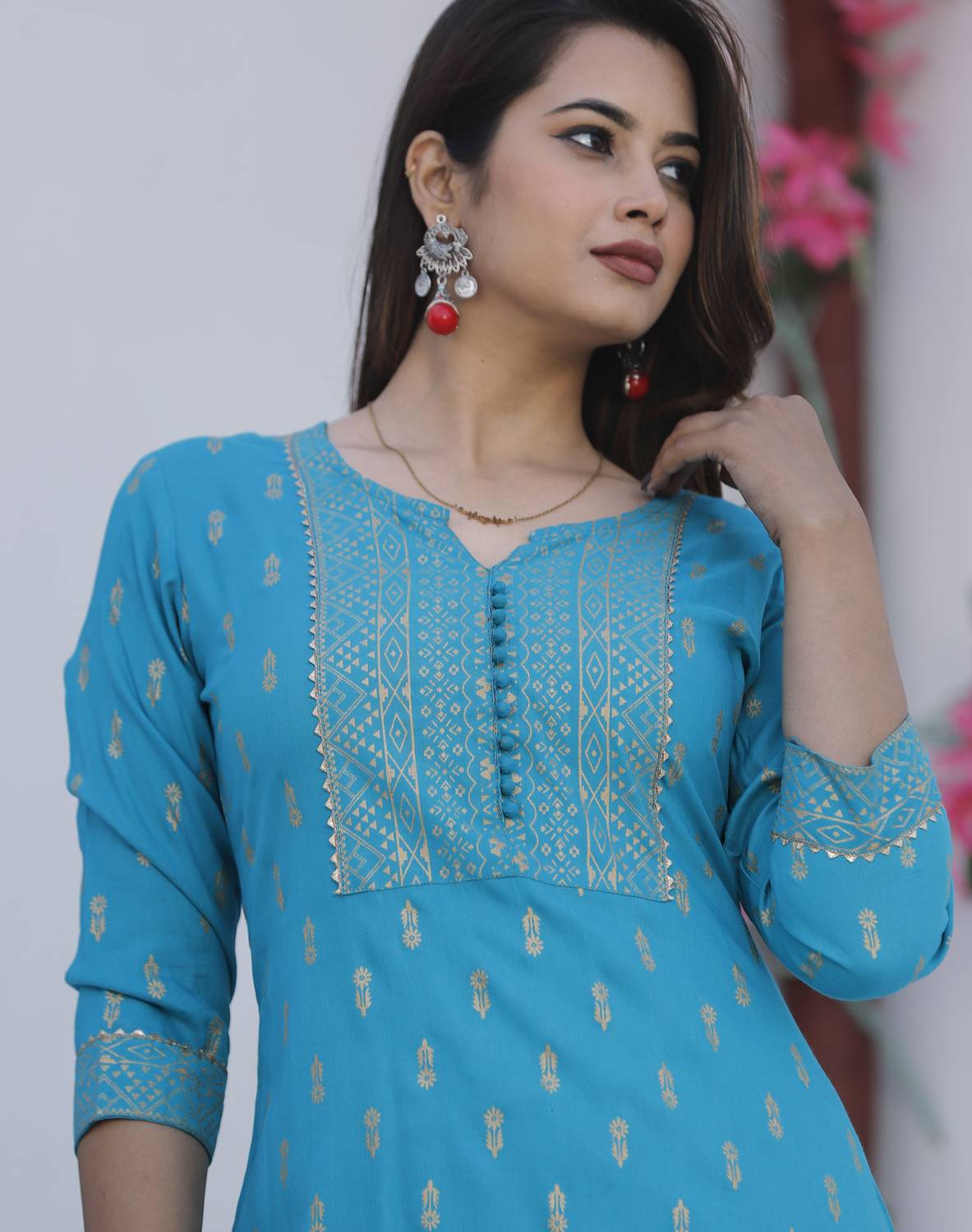 SUBHLAXMI FASHION Women Printed Cotton Rayon Straight Kurta (Ligh
