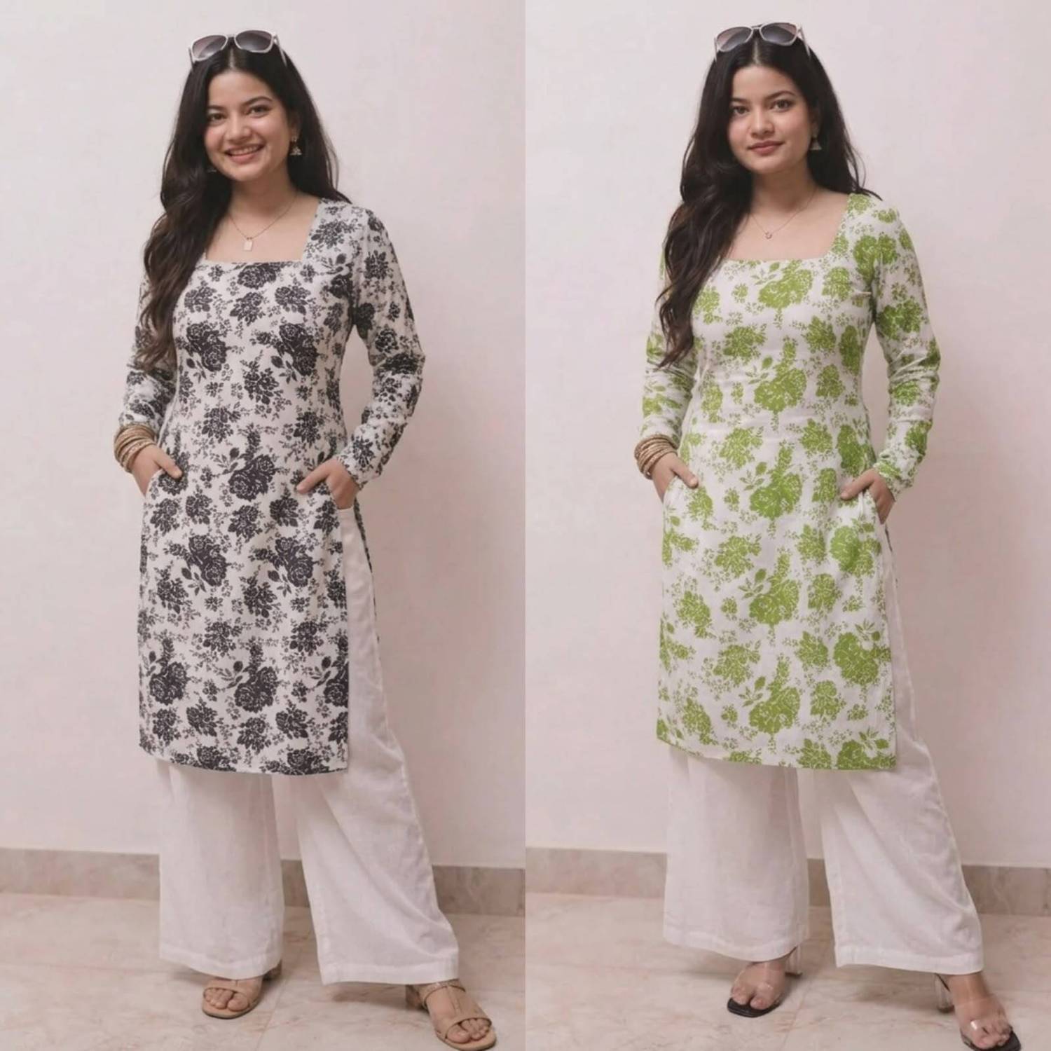 shyam club Women Floral Print Straight Kurta