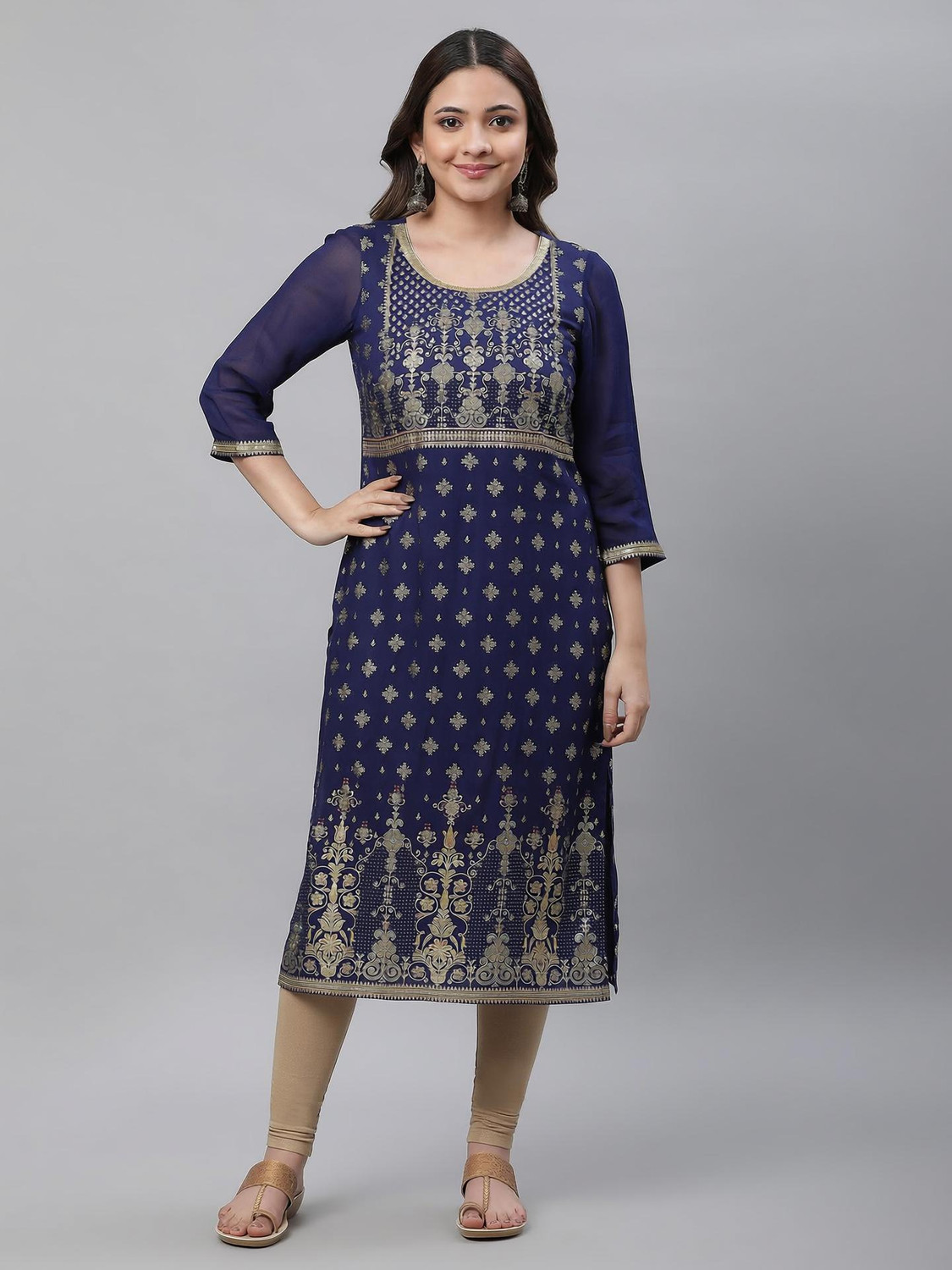Image of Aurelia Women Floral Print Straight Kurta