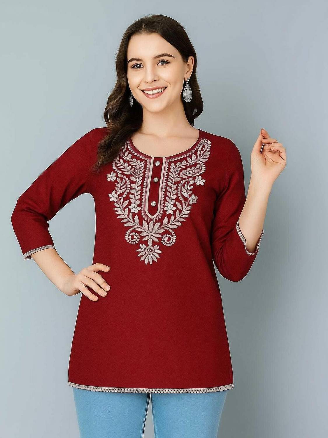 ADAN FABRICS Women Embroidered, Solid Straight Kurta