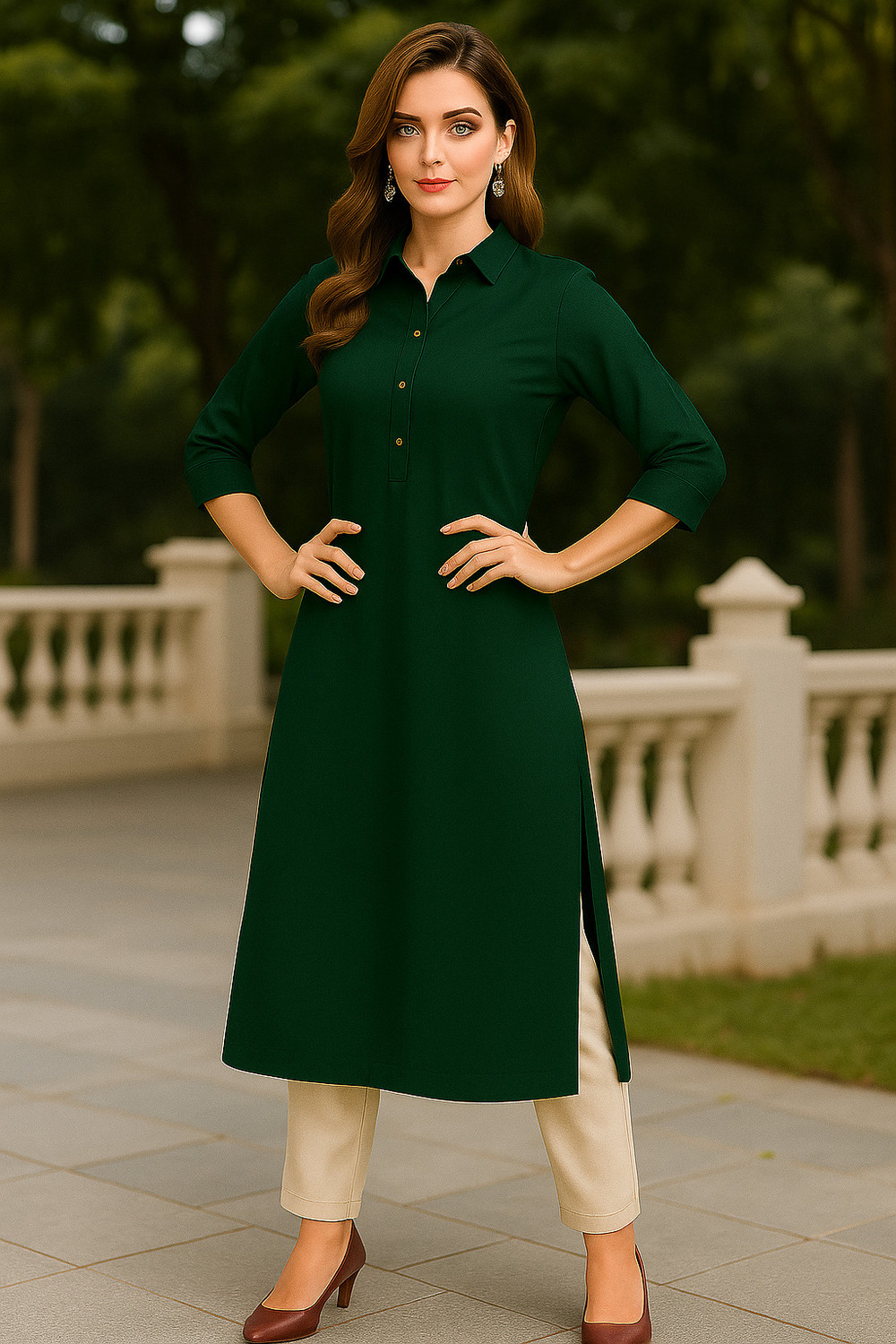 Image of WOMEN VILLAGE Women Solid A-line Kurta