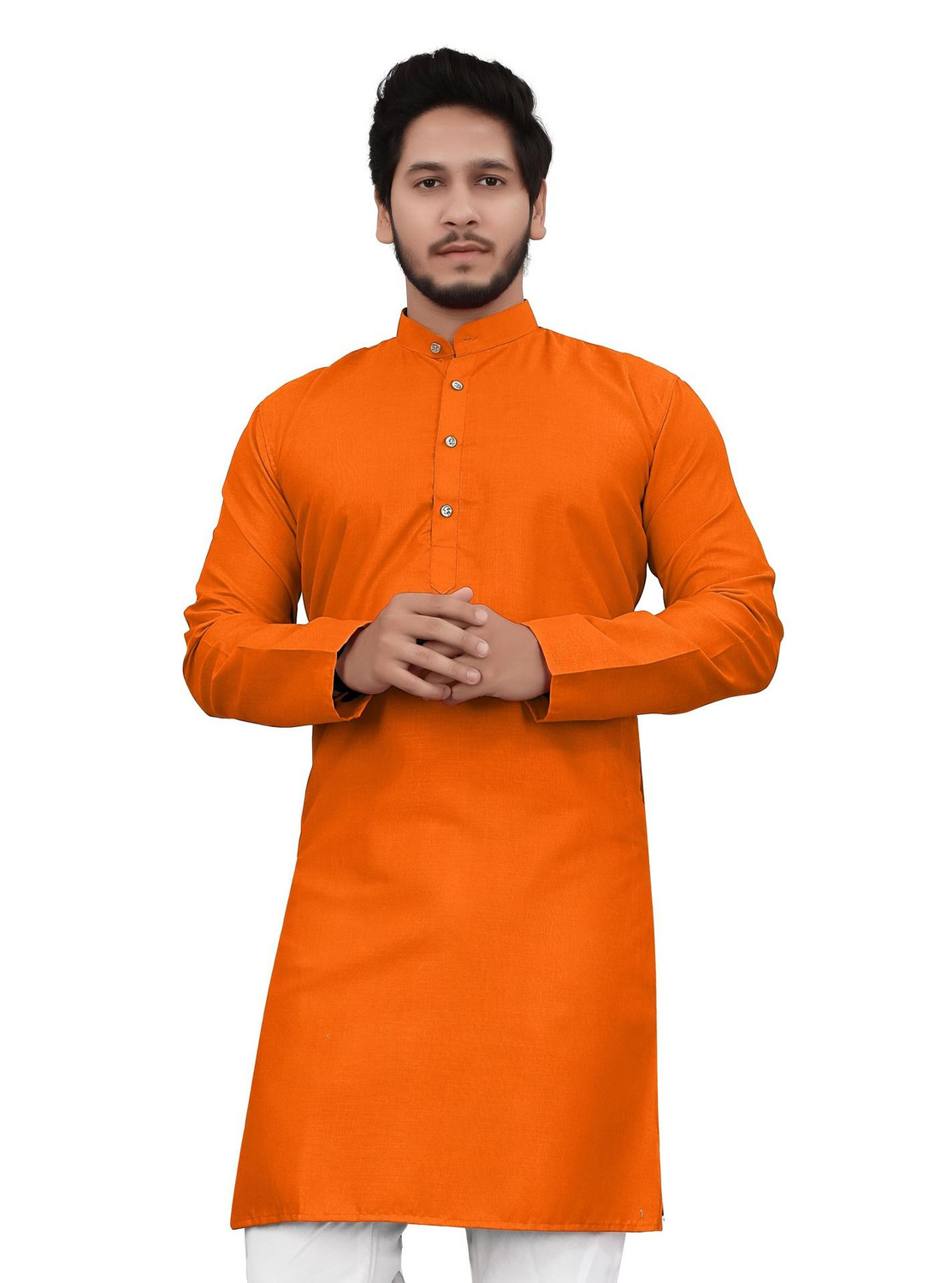 Image of ellark Men Self Design Straight Kurta