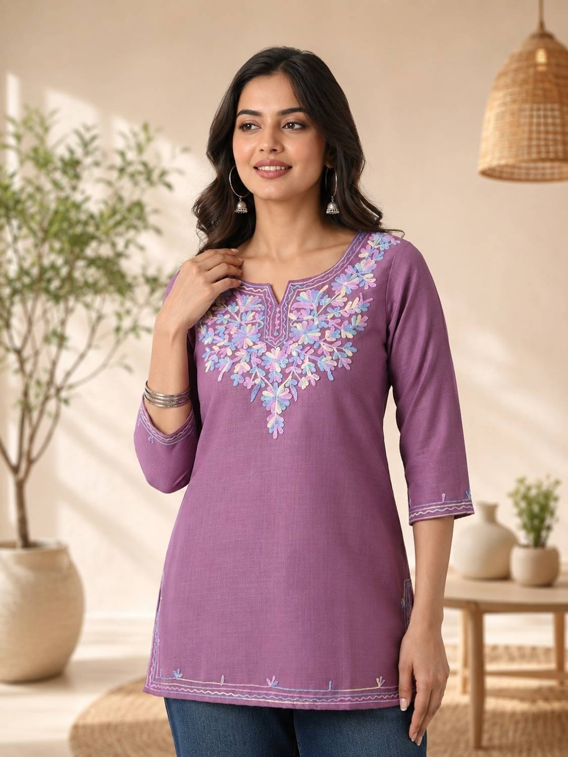 Akshatani Women Embroidered Straight Kurta