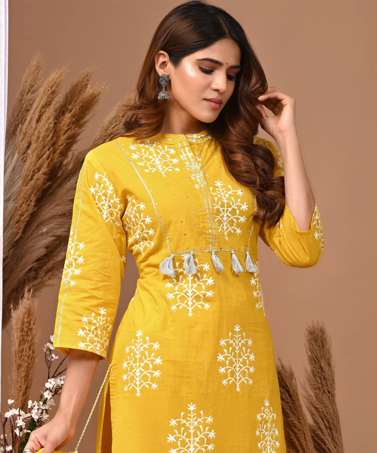 Rimeline Women Printed, Self Design Pure Cotton Straight Kurta (Y