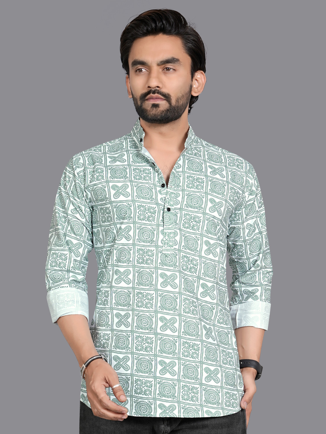 Image of Svatantra Men Printed Straight Kurta