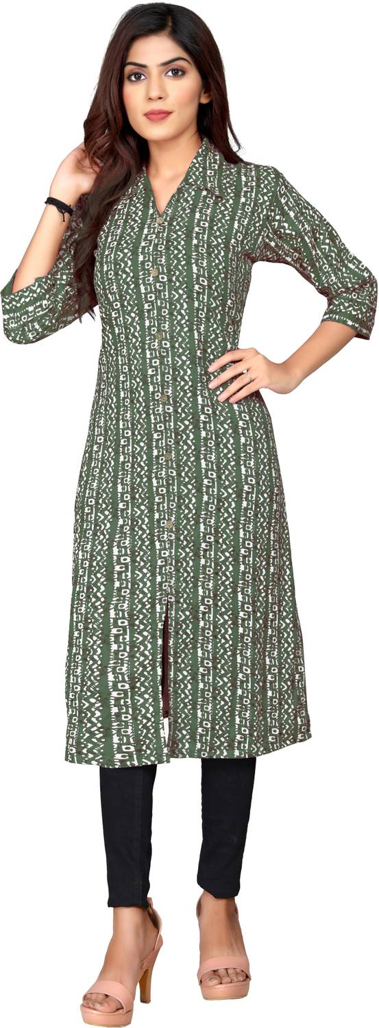 Acort Women Printed Frontslit Kurta