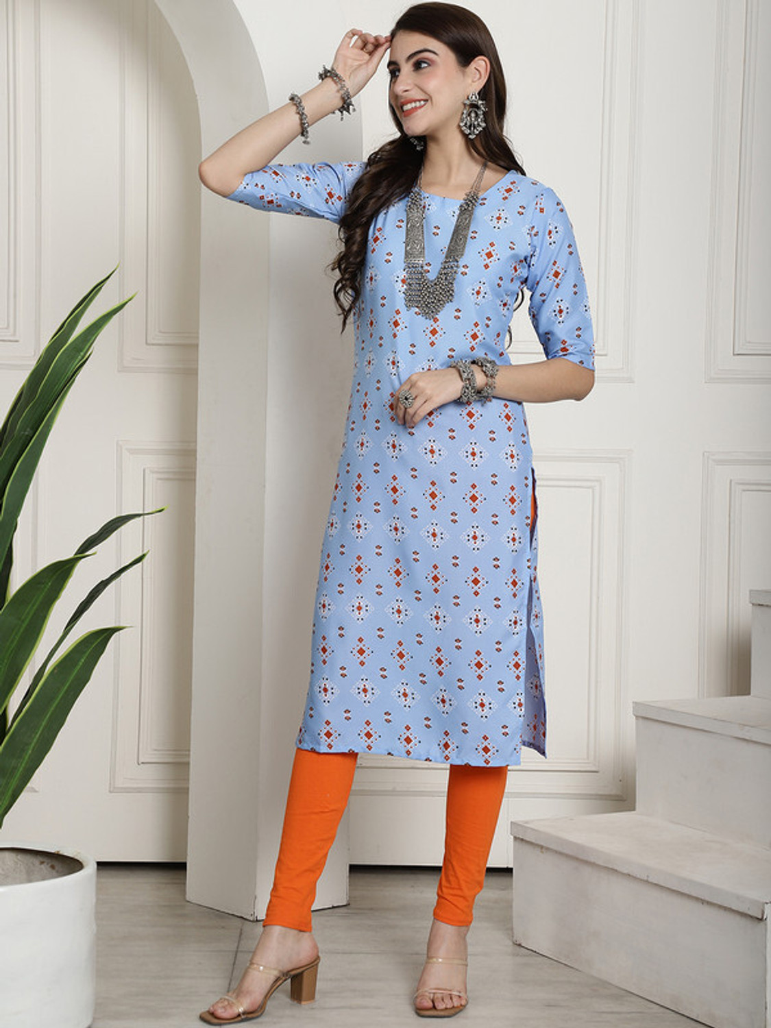Image of 1 Stop Fashion Women Printed Straight Kurta