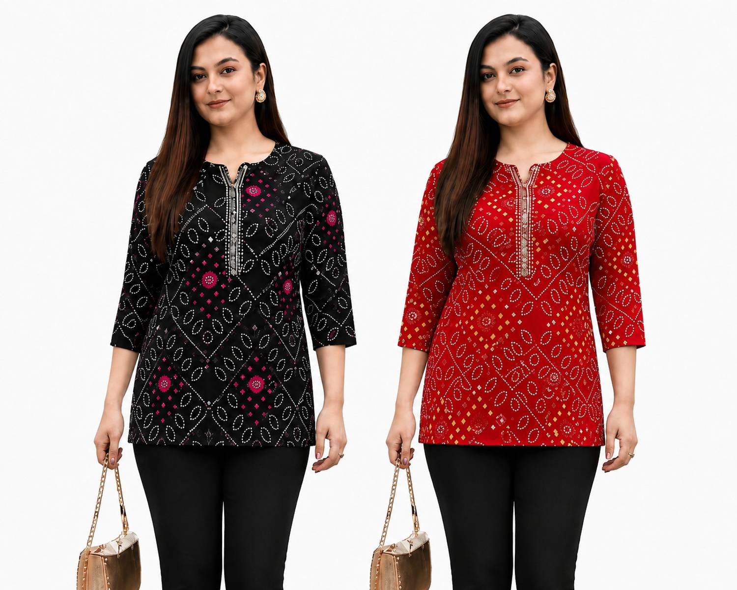 ABCREATION Women Printed Straight Kurta