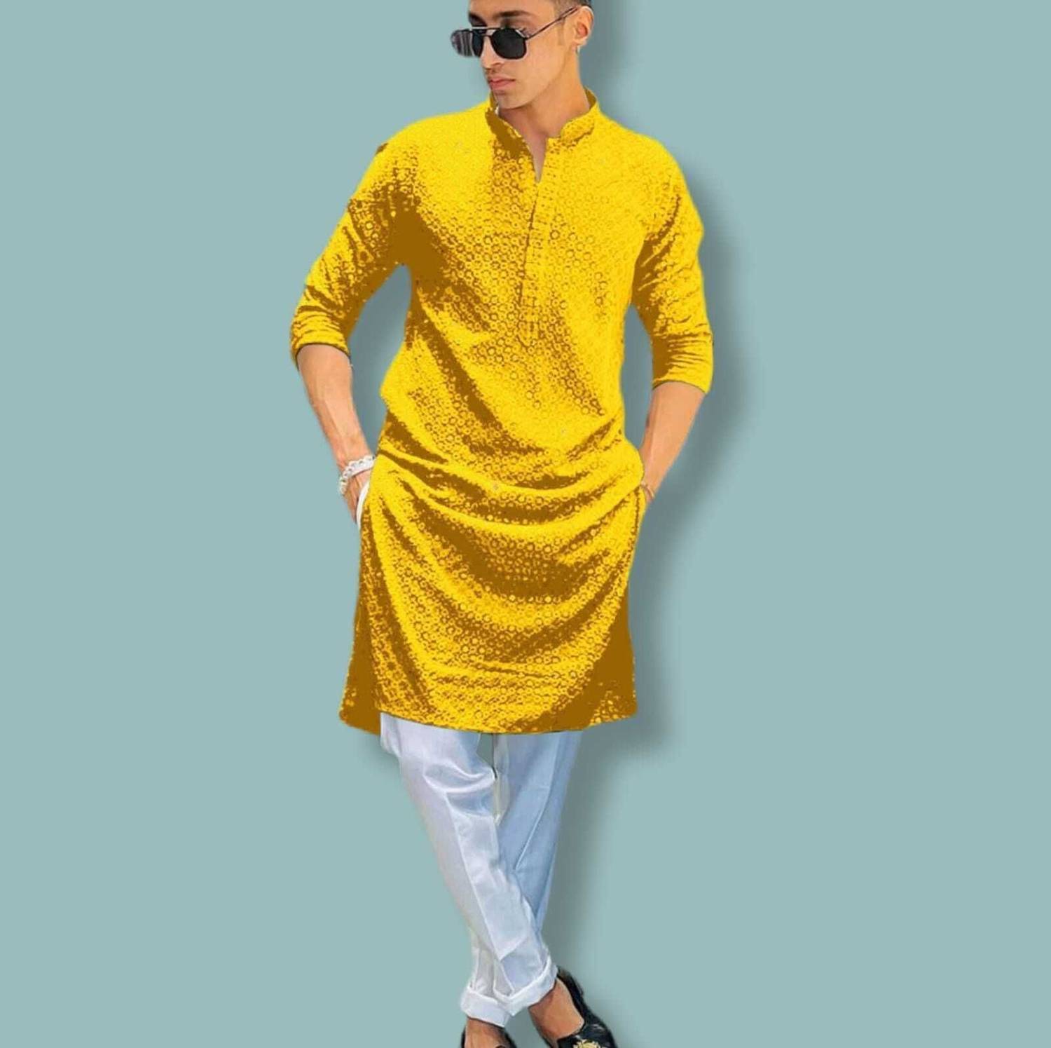 BISHWAAS Men Embellished Straight Kurta