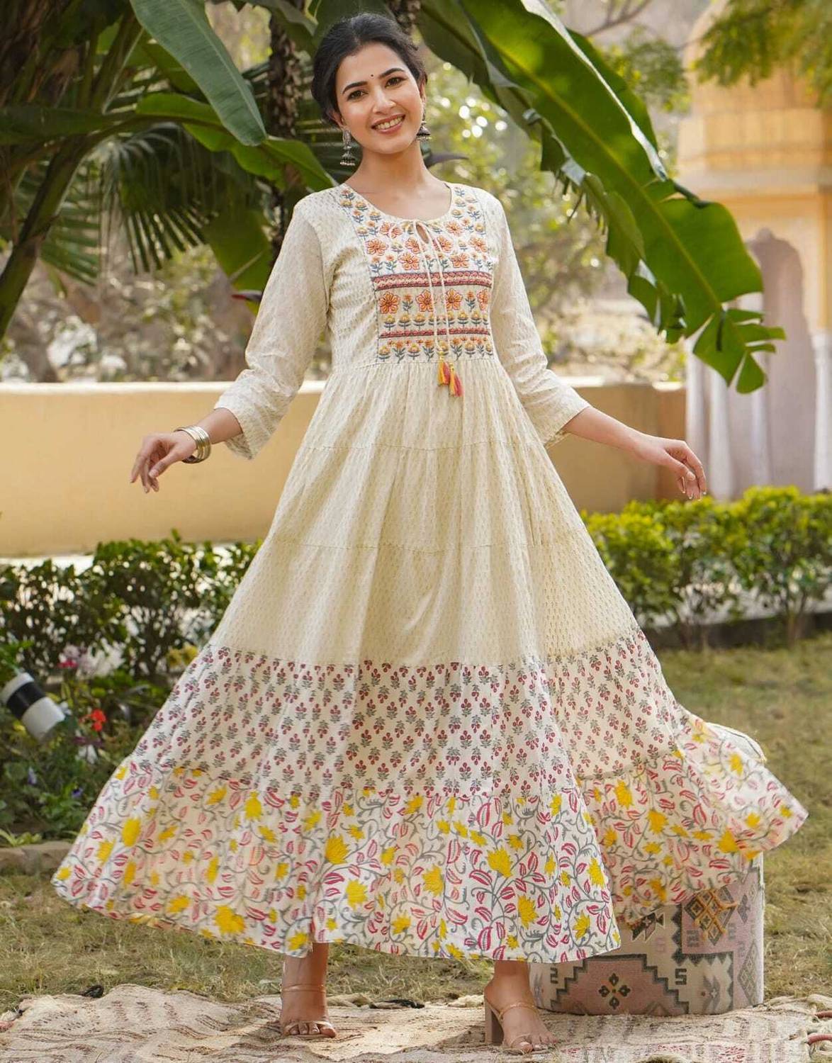 AF ASHA FABRICS Women Embroidered Viscose Rayon Anarkali Kurta (W