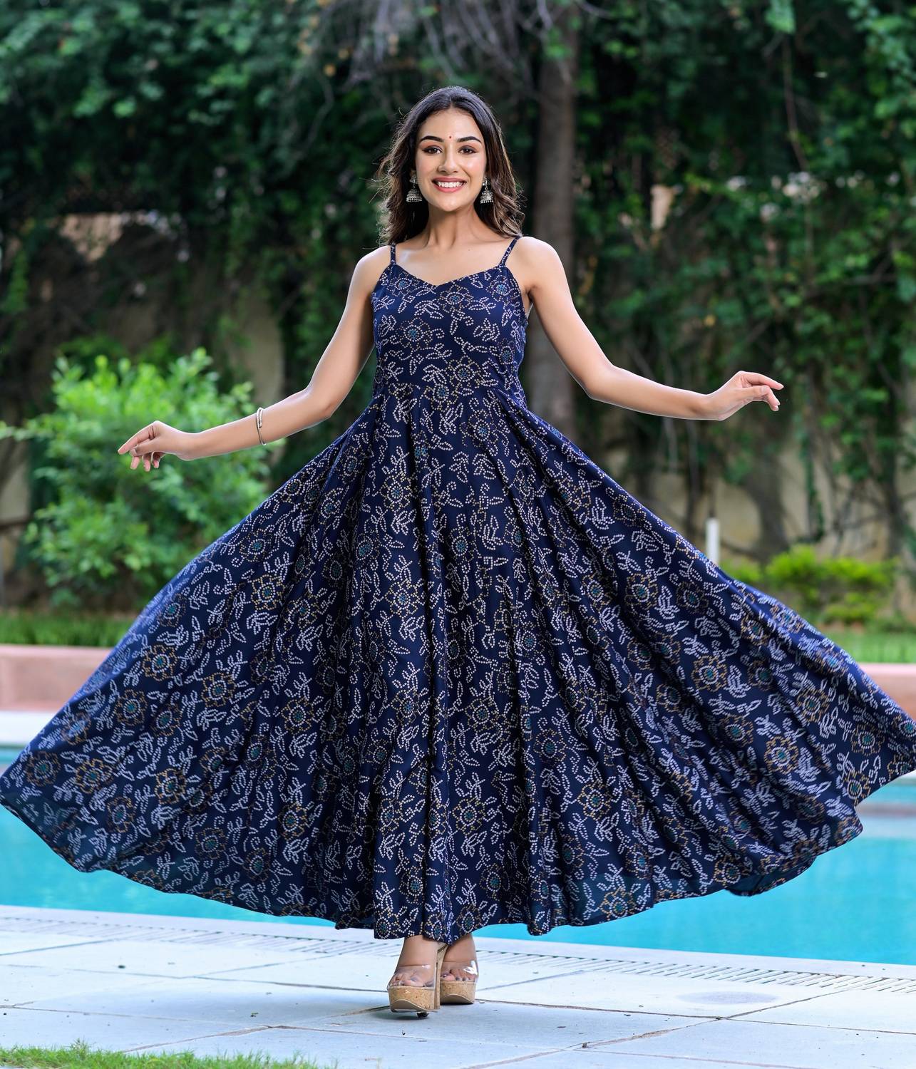 Shrivani Women Printed Viscose Rayon A-line Kurta (Blue)