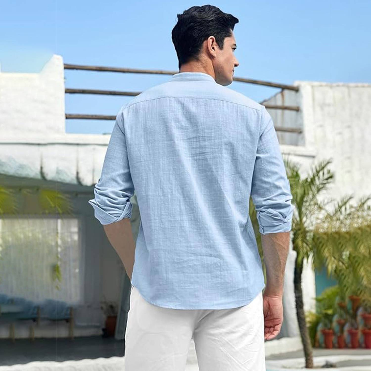 Vida Loca Men Solid Straight Kurta Blue - Image 2