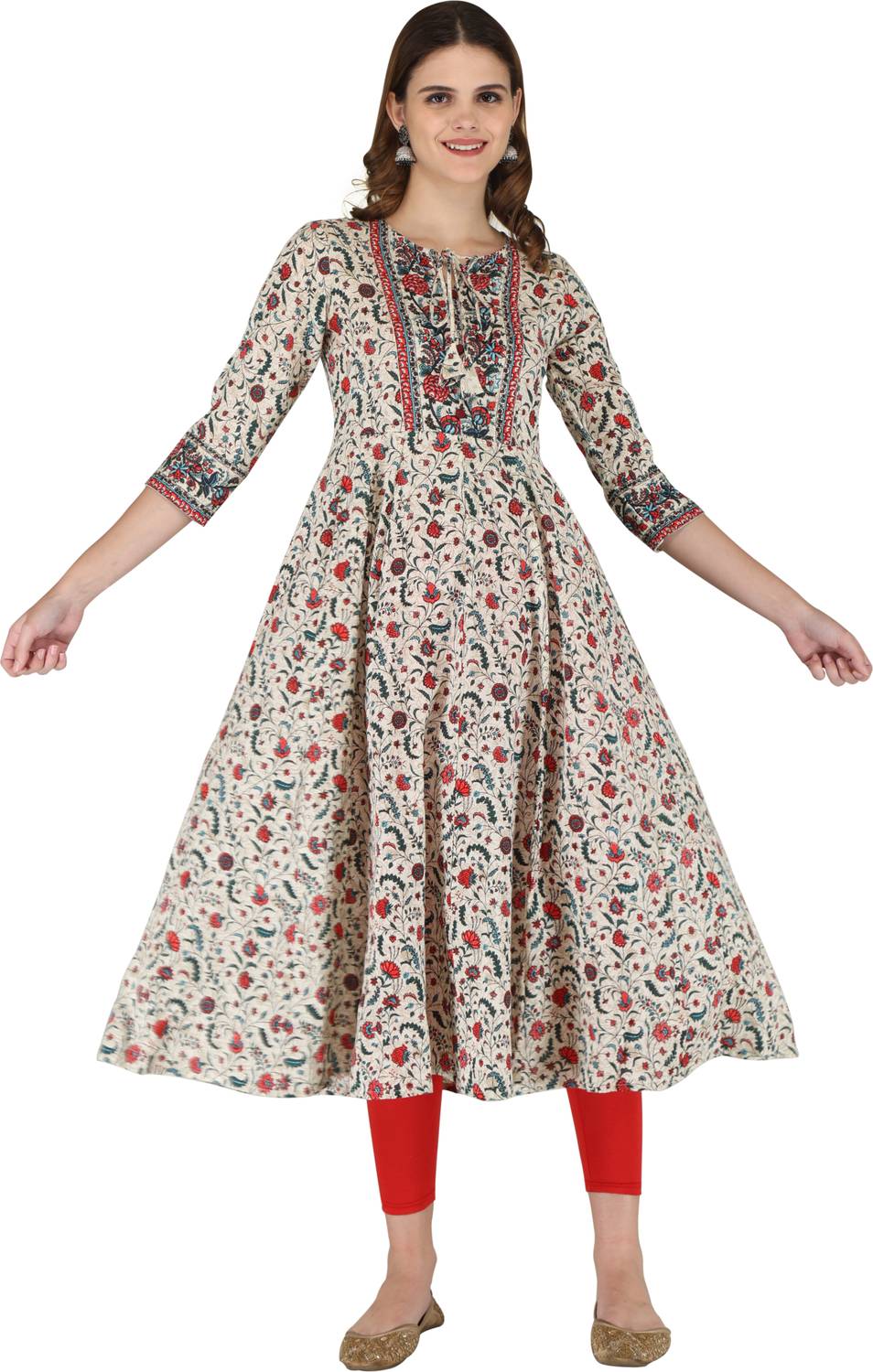AMN ART Women Floral Print Anarkali Kurta