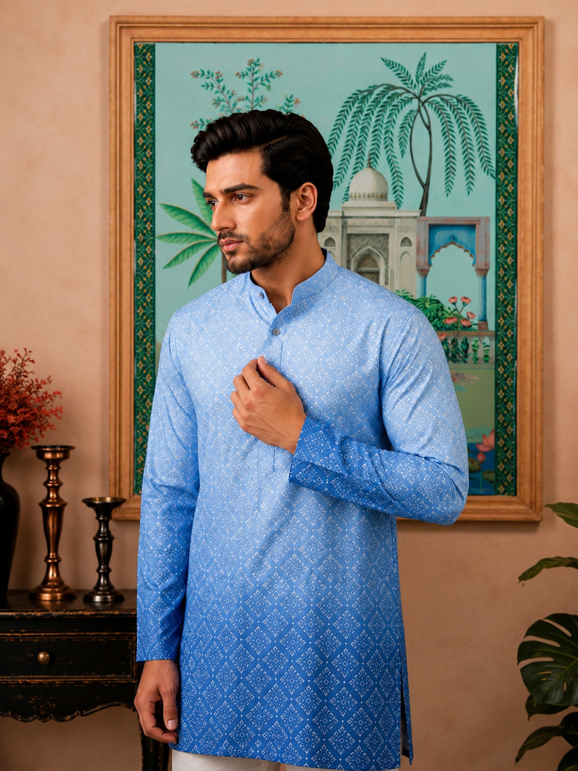 Image of romj Men Embroidered Straight Kurta