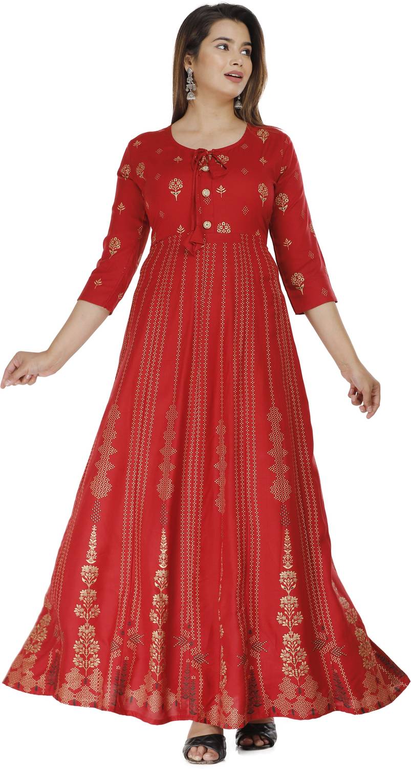 Laadu Women Printed Flared Kurta