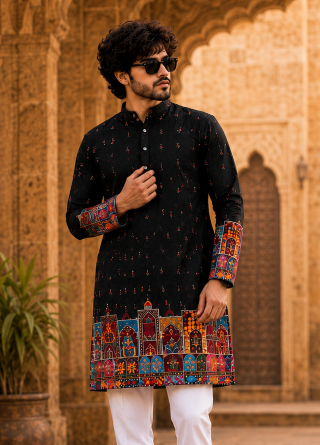 Image of fabzy Men Printed Straight Kurta