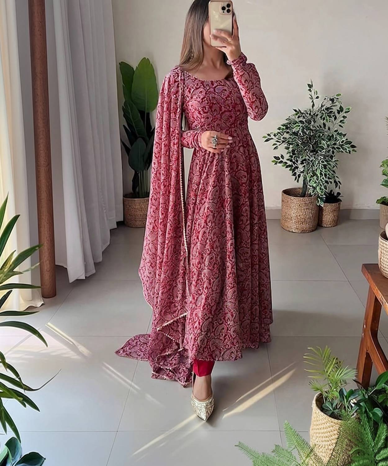 PMD Fashion Women Floral Print, Geometric Print, Printed Silk Ble