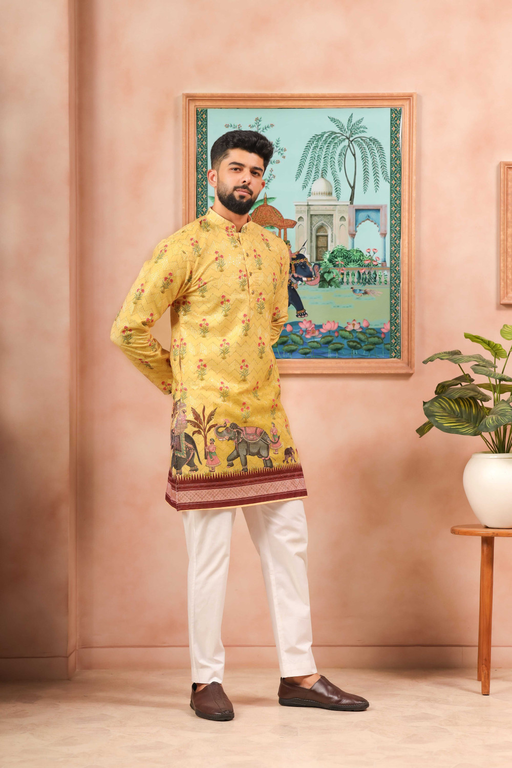Image of Koshin Men Embroidered Straight Kurta