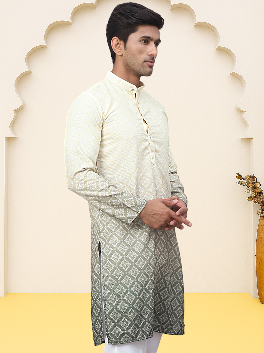 Image of Jompers Men Printed Straight Kurta