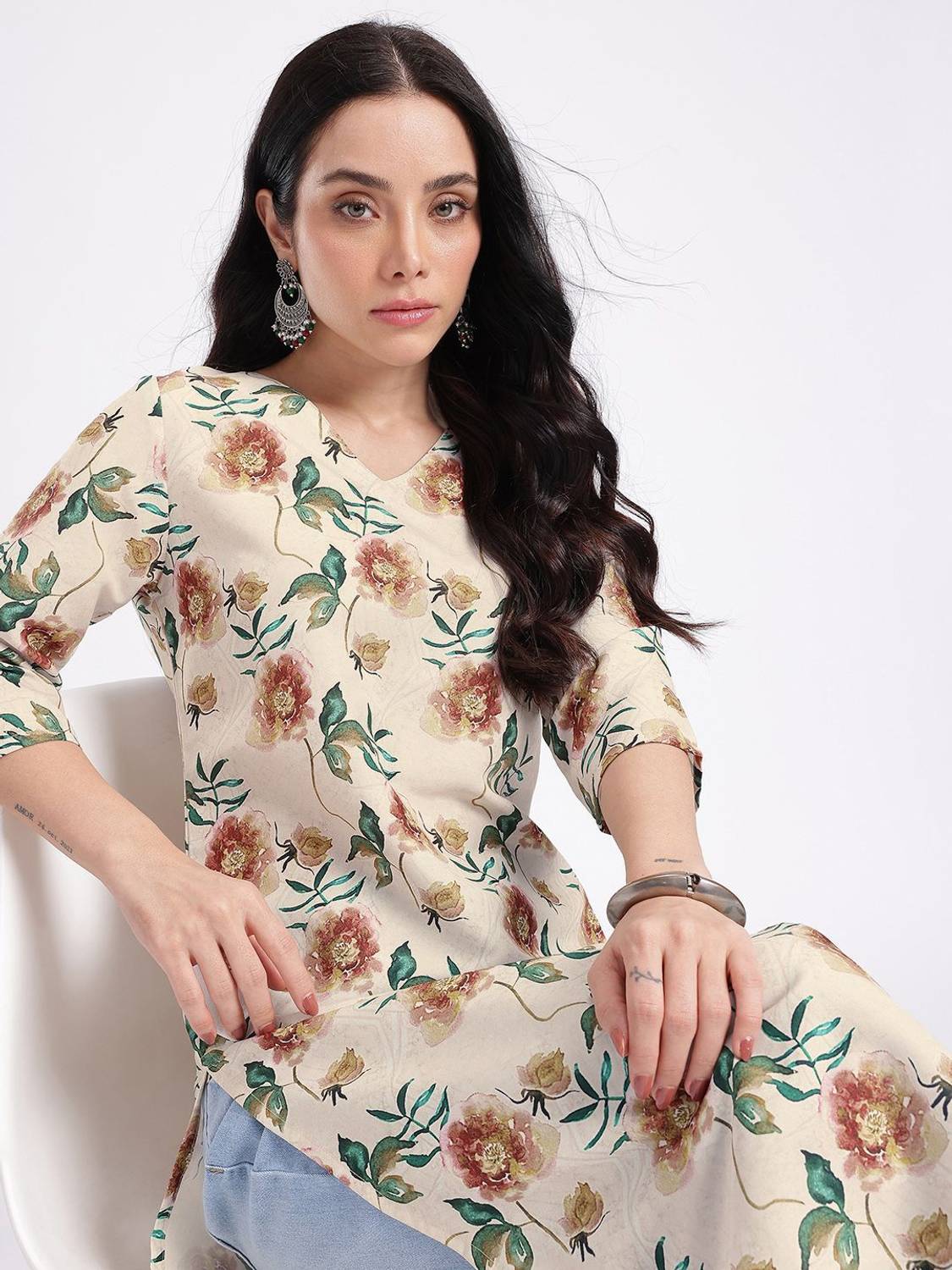 Anouk Rustic Women Floral Print Straight Kurta