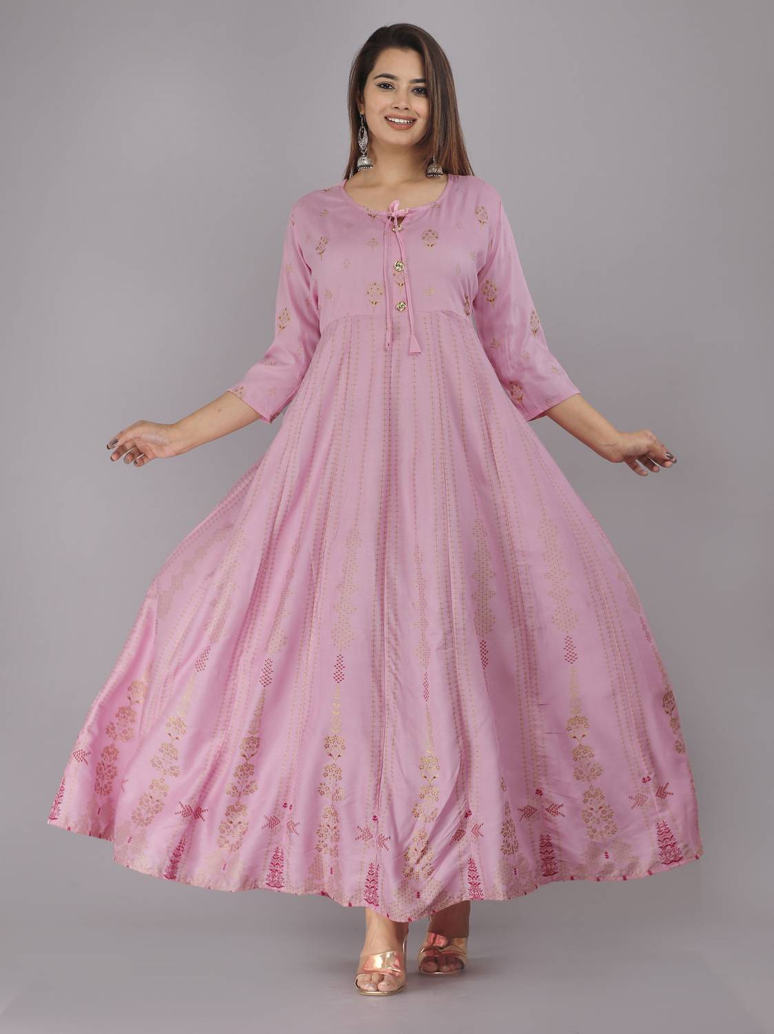 Laadu Women Printed Flared Kurta