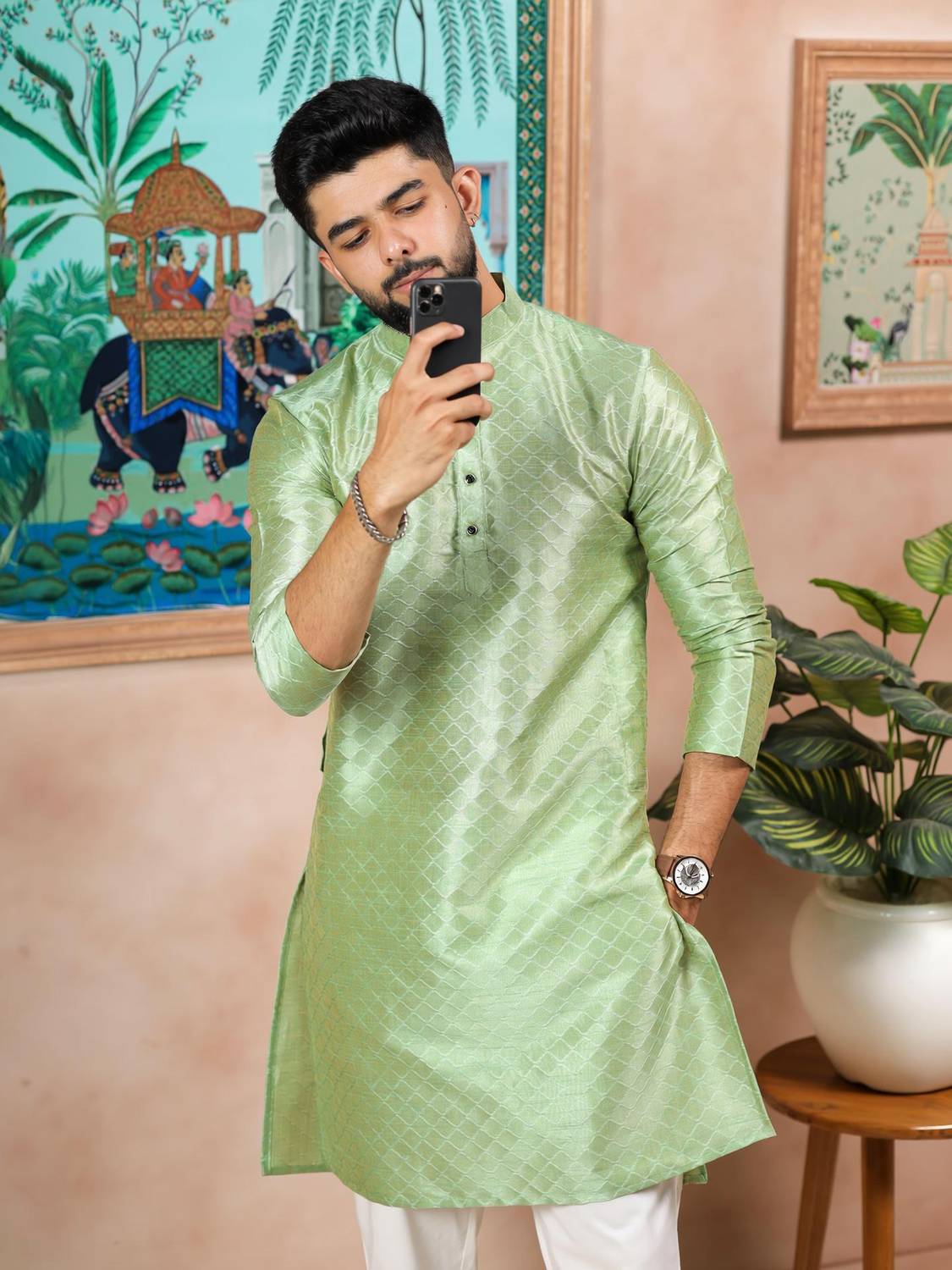 Koshin Men Kurta Pyjama Set - Image 1