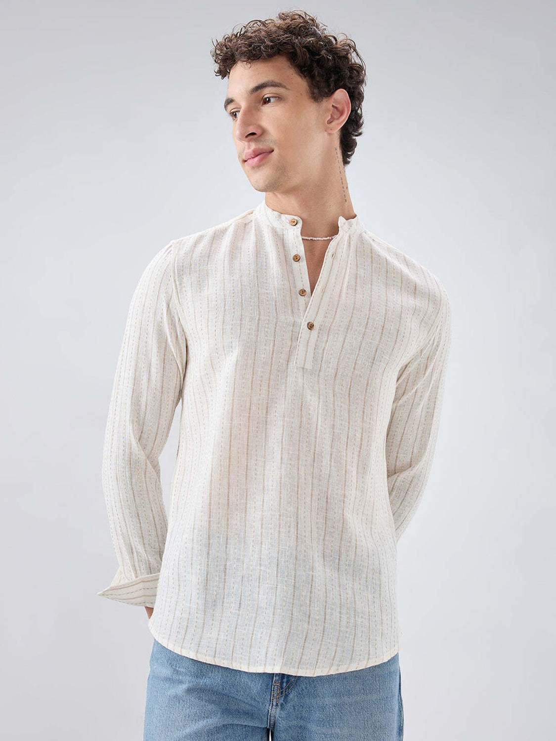 Image of VASTRADO Men Striped Straight Kurta