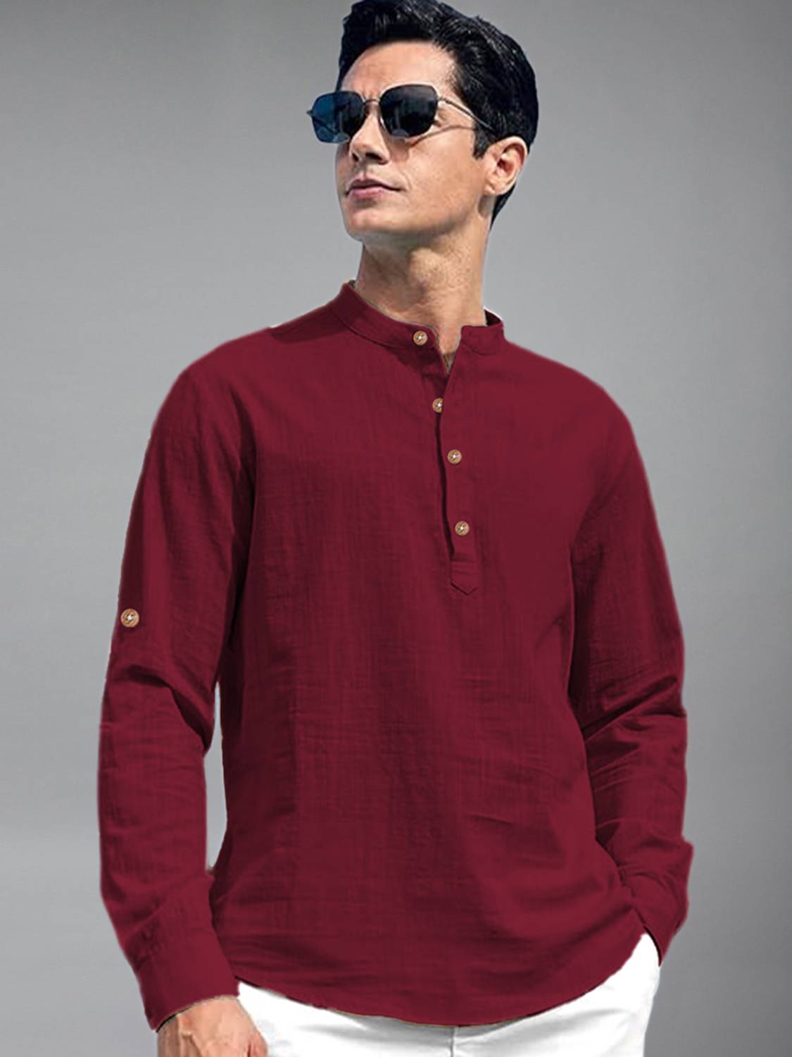 Univibe Men Red Solid Straight Kurta - Image 4