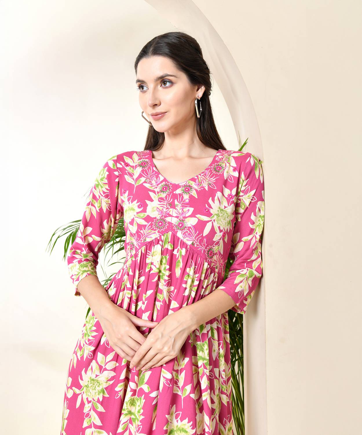 DIPANI Women Printed Viscose Rayon Anarkali Kurta (Purple)