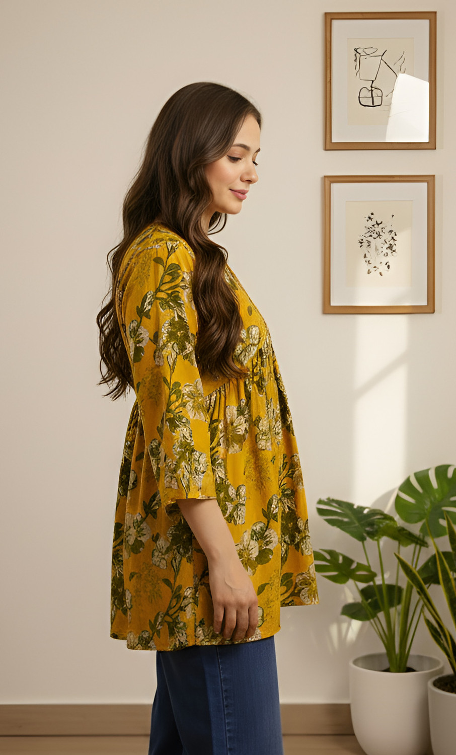 Image of Mialo fashion Women Floral Print Flared Kurta