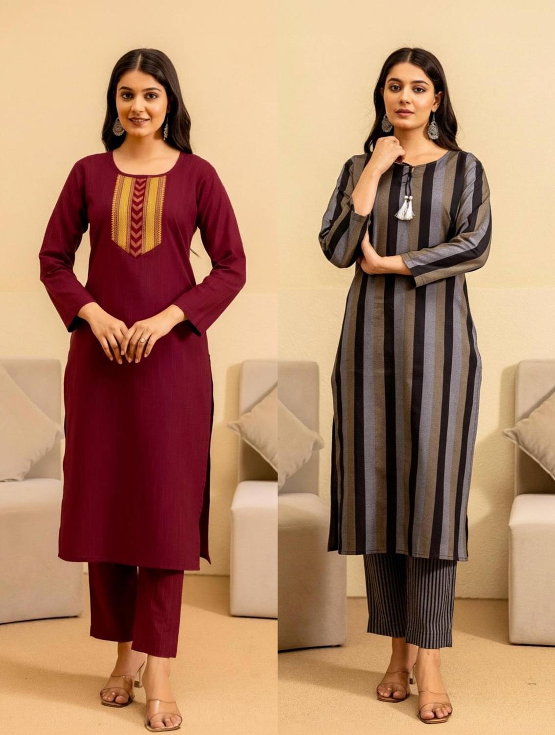 BILANZA Women Striped Straight Kurta