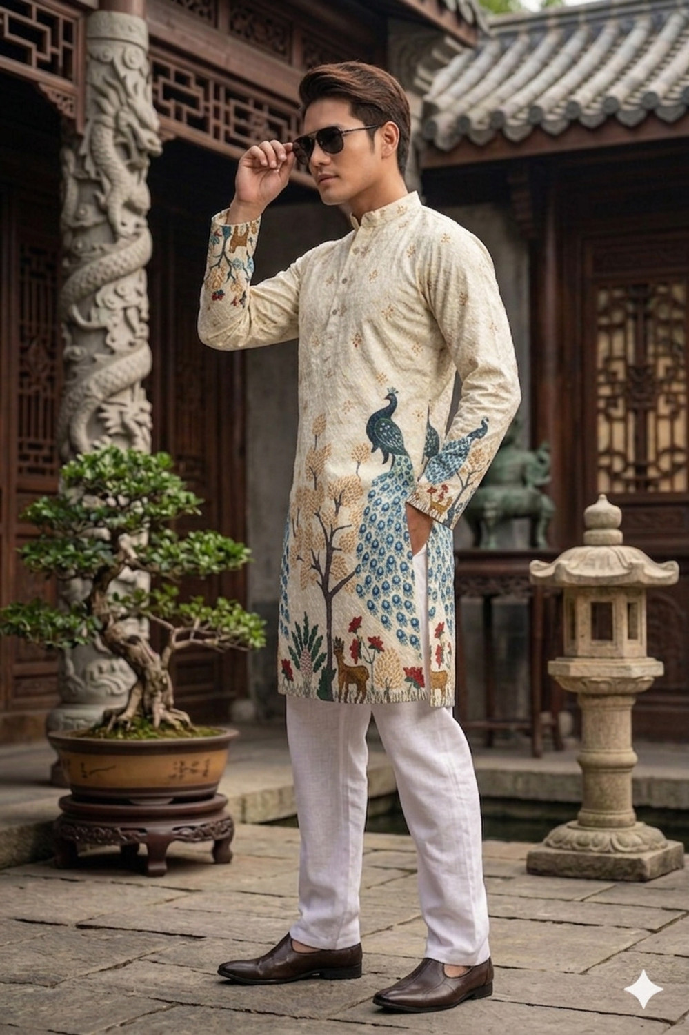 Image of MENTIFIC Men Printed Straight Kurta