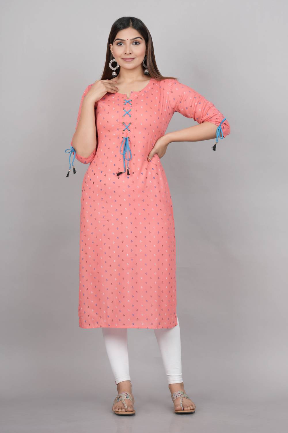Glowworld Women Printed Viscose Rayon Straight Kurta (Pink)