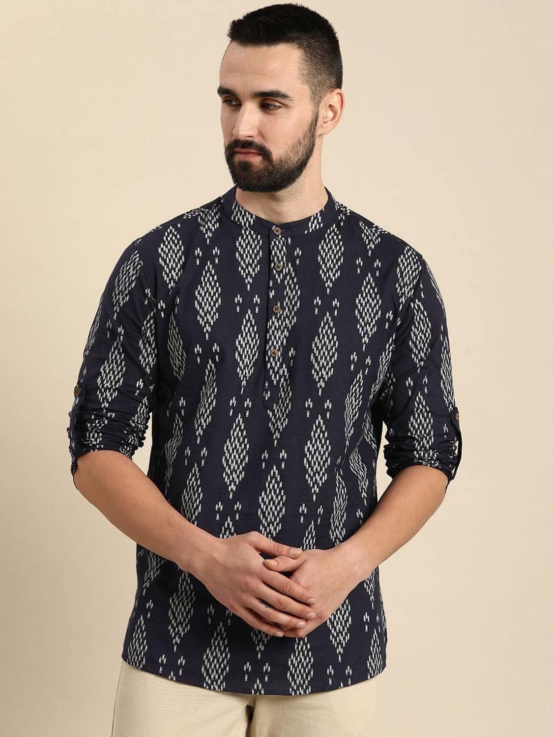 ANOUK Printed Pure Cotton Straight Kurta for Men
