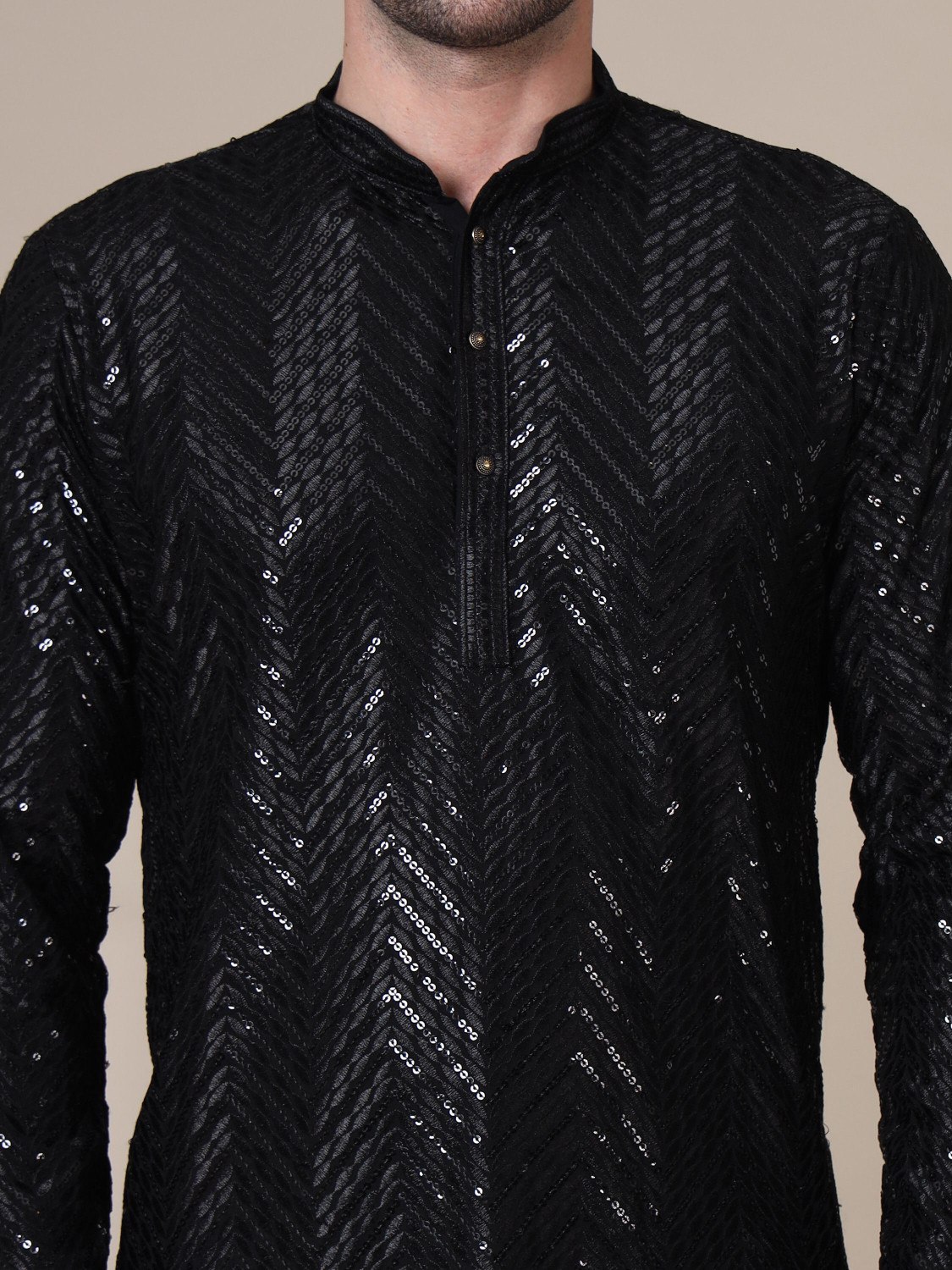Image of ADHIRAJAN Men Embellished Straight Kurta