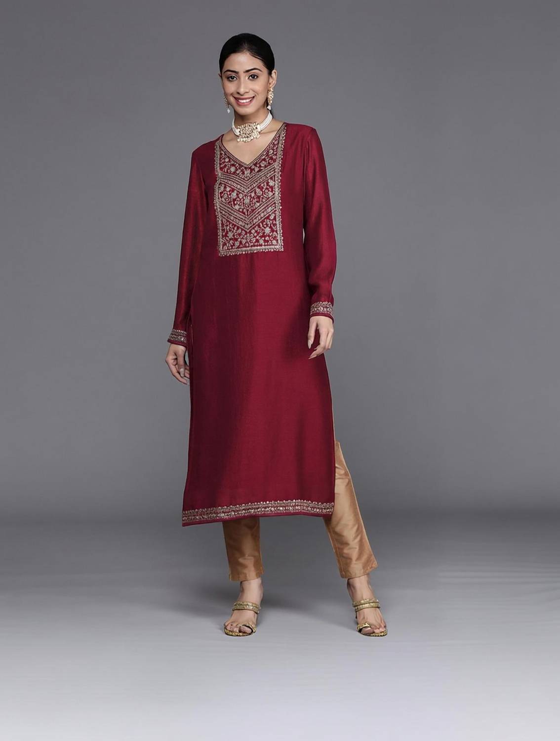 LIBAS Women Embroidered Straight Kurta