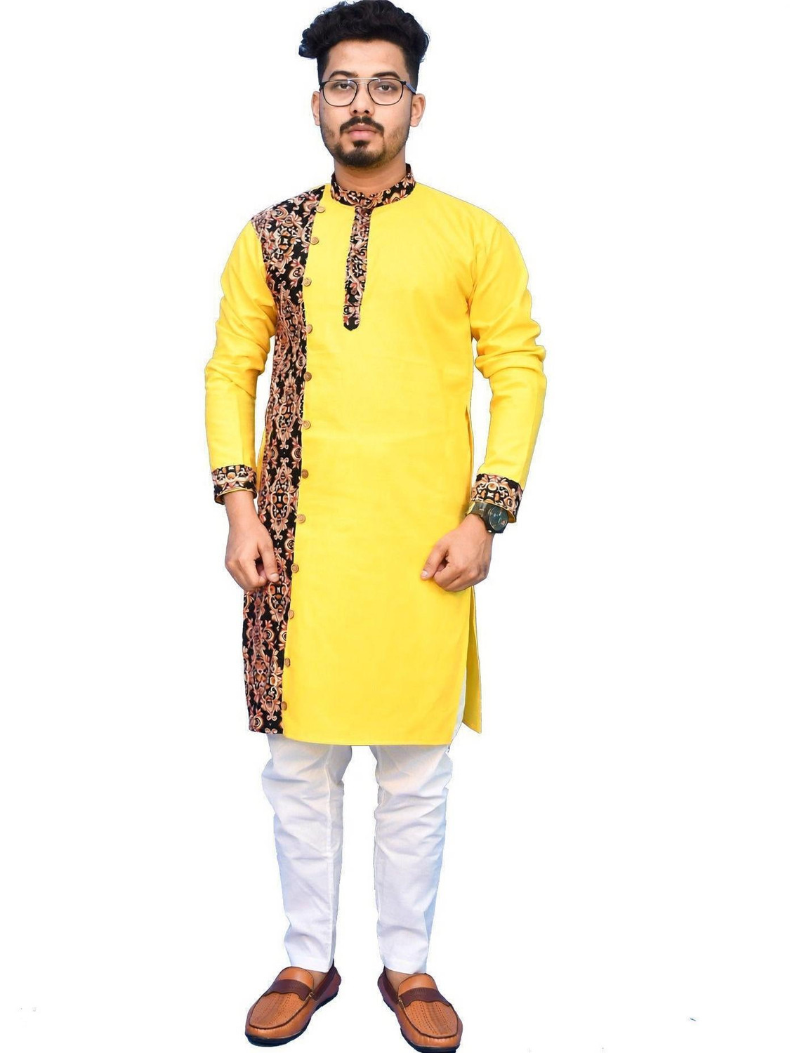 Image of Rainbow Cloths Men Printed Straight Kurta