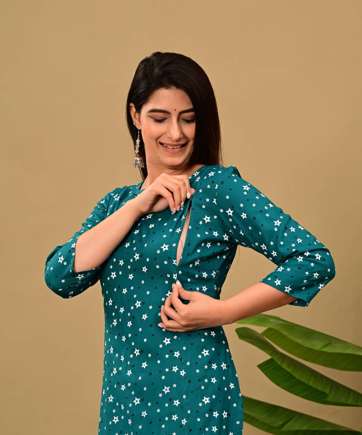 Radhe Fashion Women Printed Viscose Rayon Straight Kurta (Dark Bl