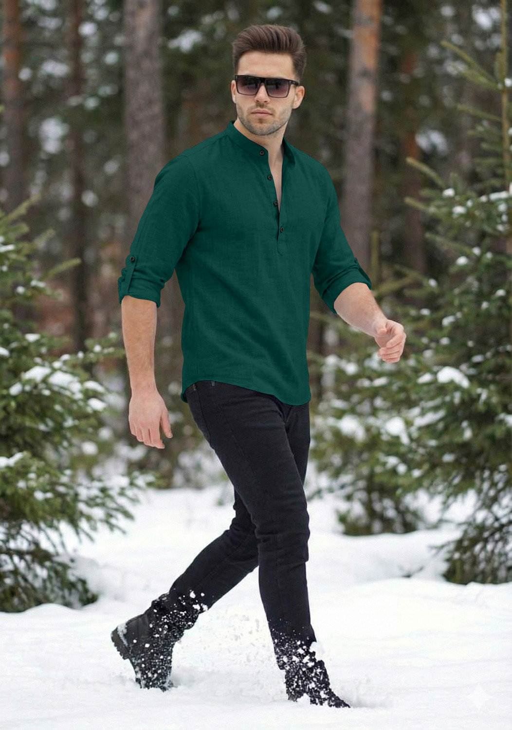 Image of bellstone Men Solid Straight Kurta
