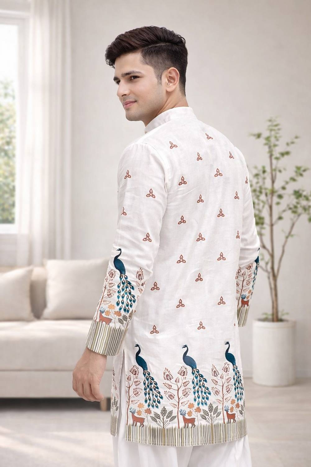 aradhna emporium Men Animal Print Straight Kurta - Image 4
