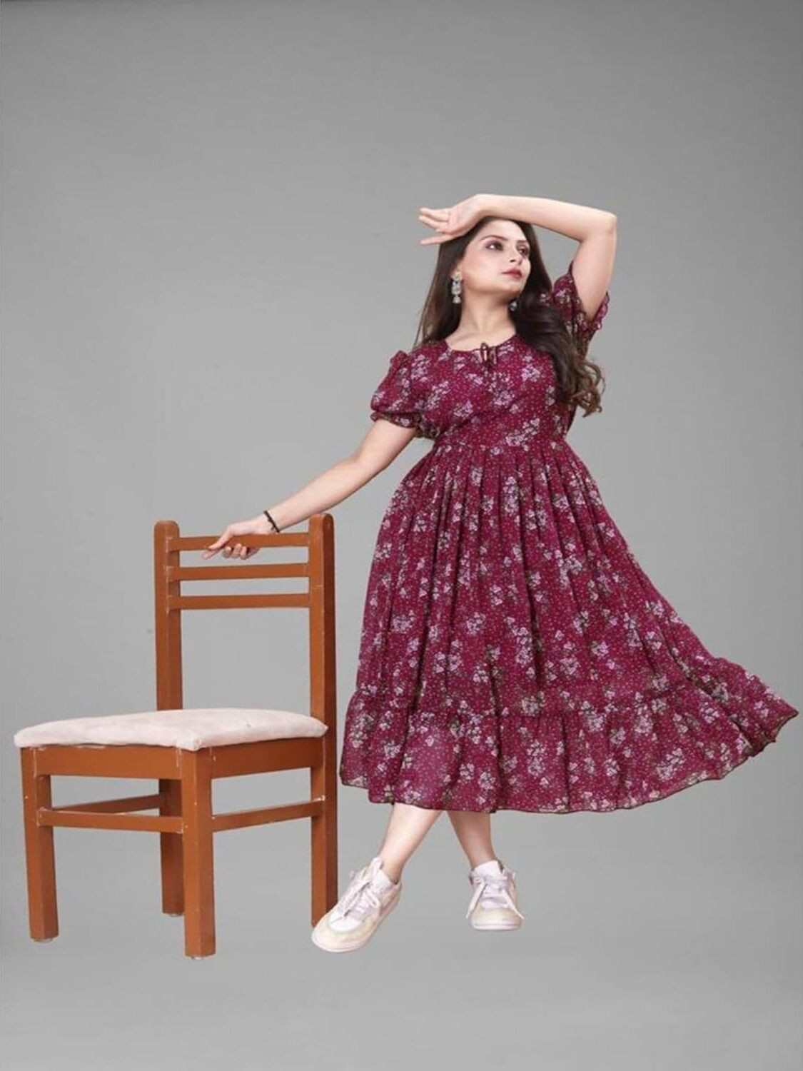 Image of Excessive Women Floral Print Anarkali Kurta