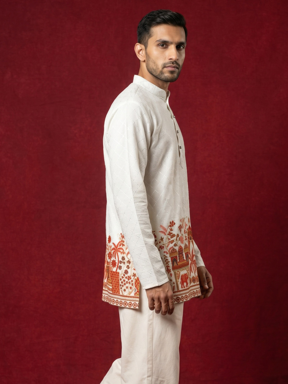 Image of ANOUK Men Printed Straight Kurta