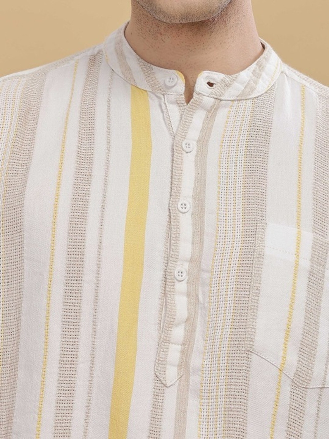 Image of Printcultr TRENDS Men Striped Straight Kurta