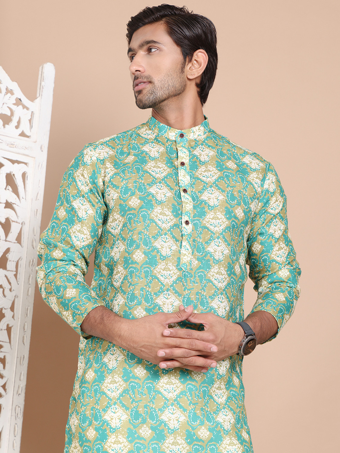 Image of Jompers Men Printed Straight Kurta