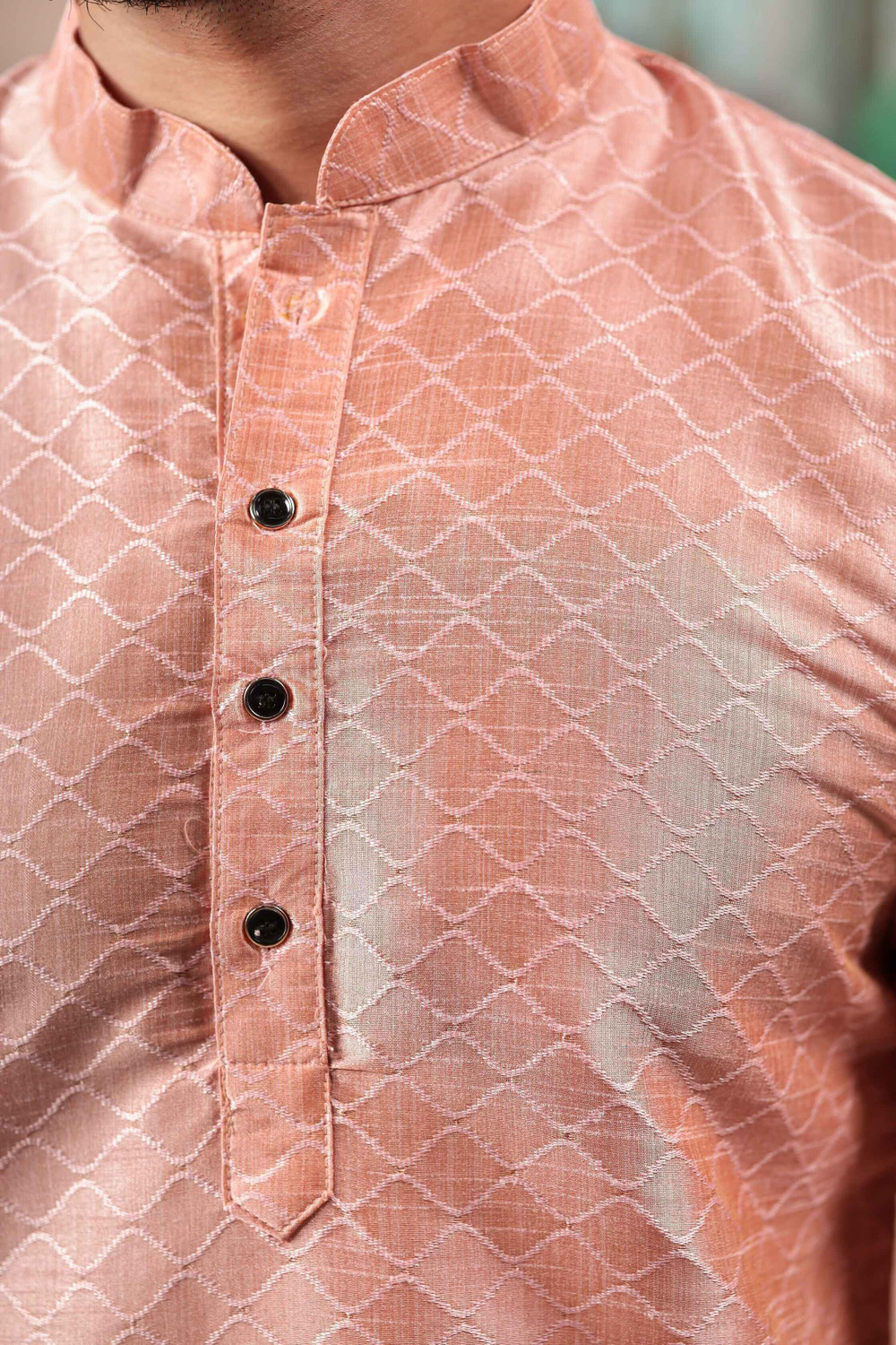 Image of Koshin Men Self Design Straight Kurta