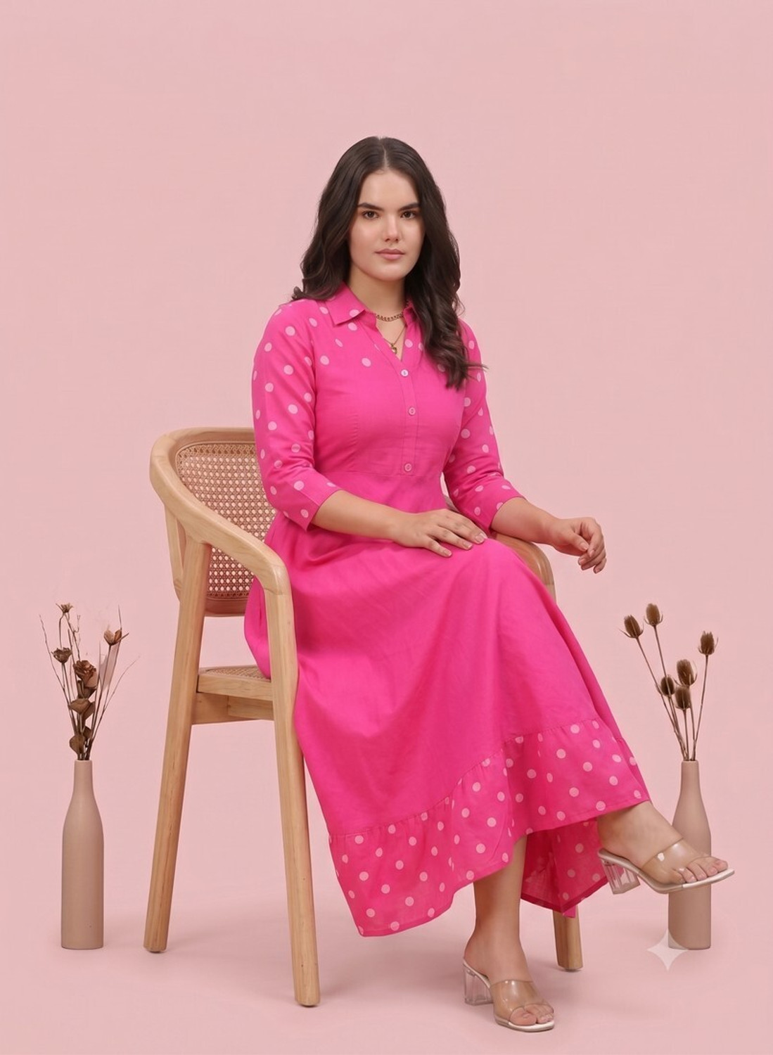 Image of DARGU Women Polka Print Anarkali Kurta