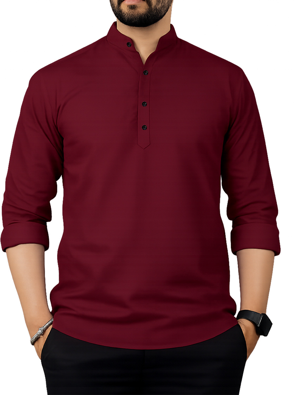 Image of LIMRO Men Solid Straight Kurta