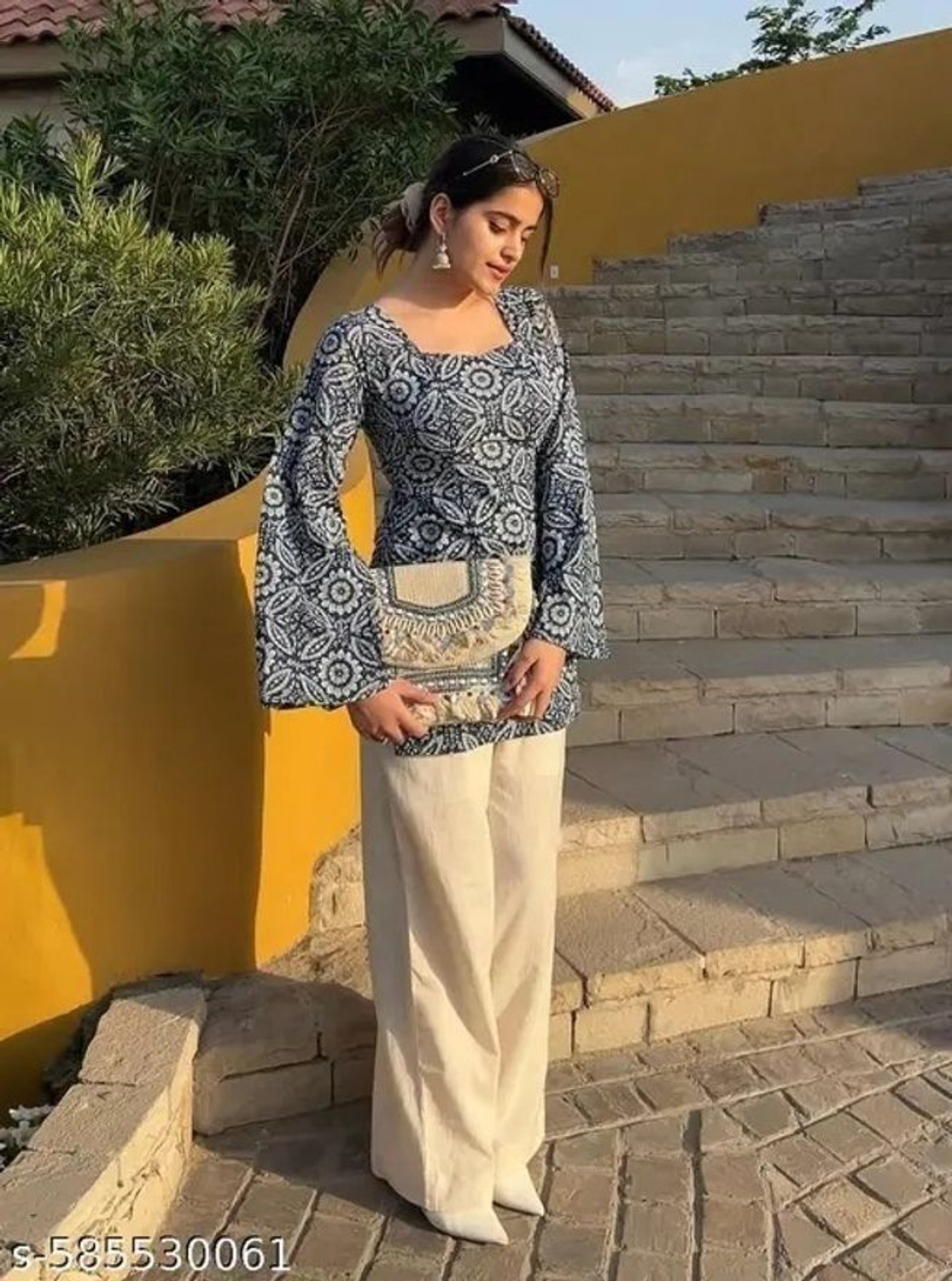 Image of SITAFAB Women Printed, Floral Print, Geometric Print Tunic Kurta