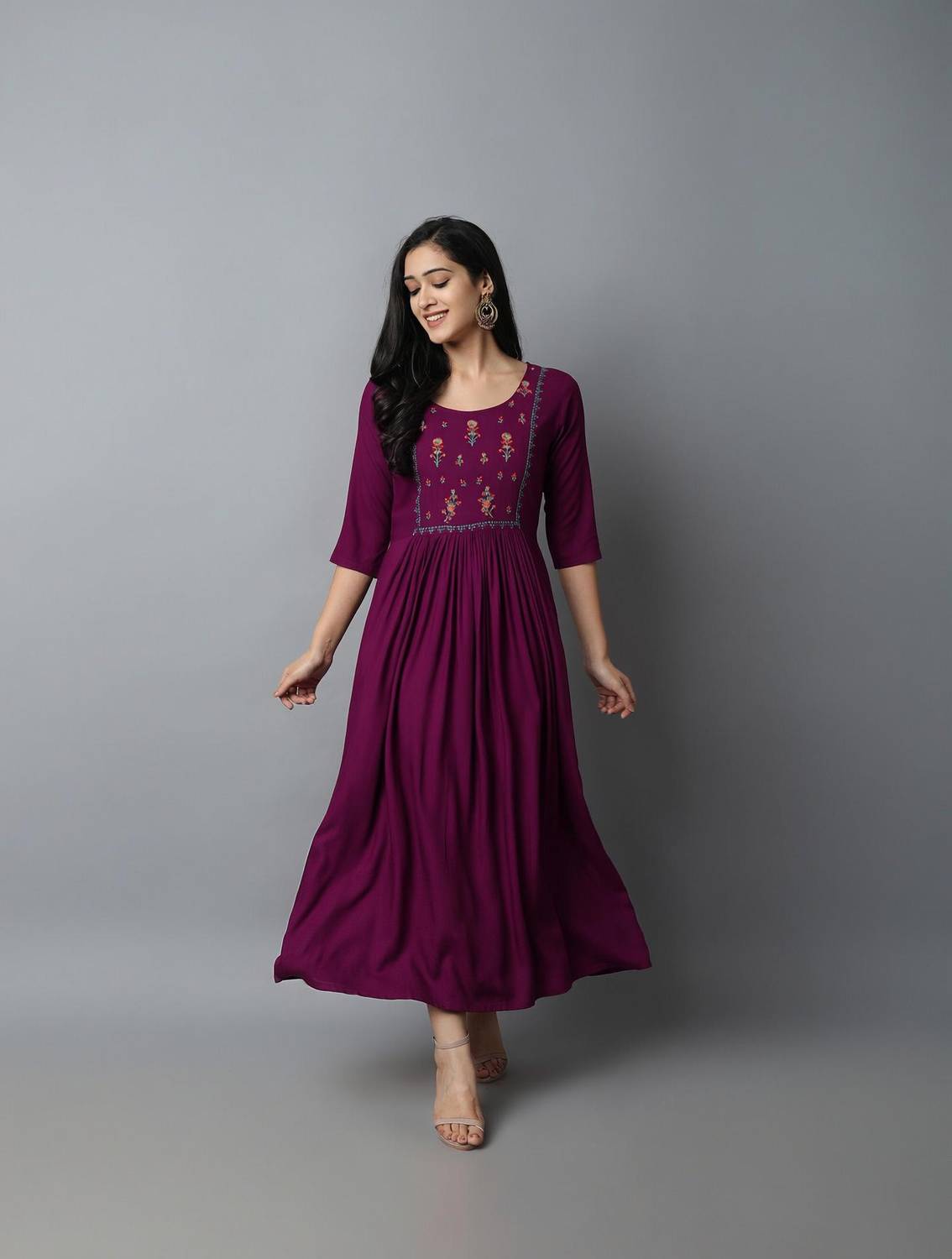 Kriska Women Embroidered A-line Kurta